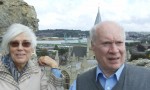 Christine Biglin and Geoffrey Donald on top of castle tower